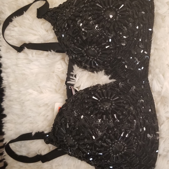 Bedazzled black show Bra! Size 36B - Picture 2 of 4